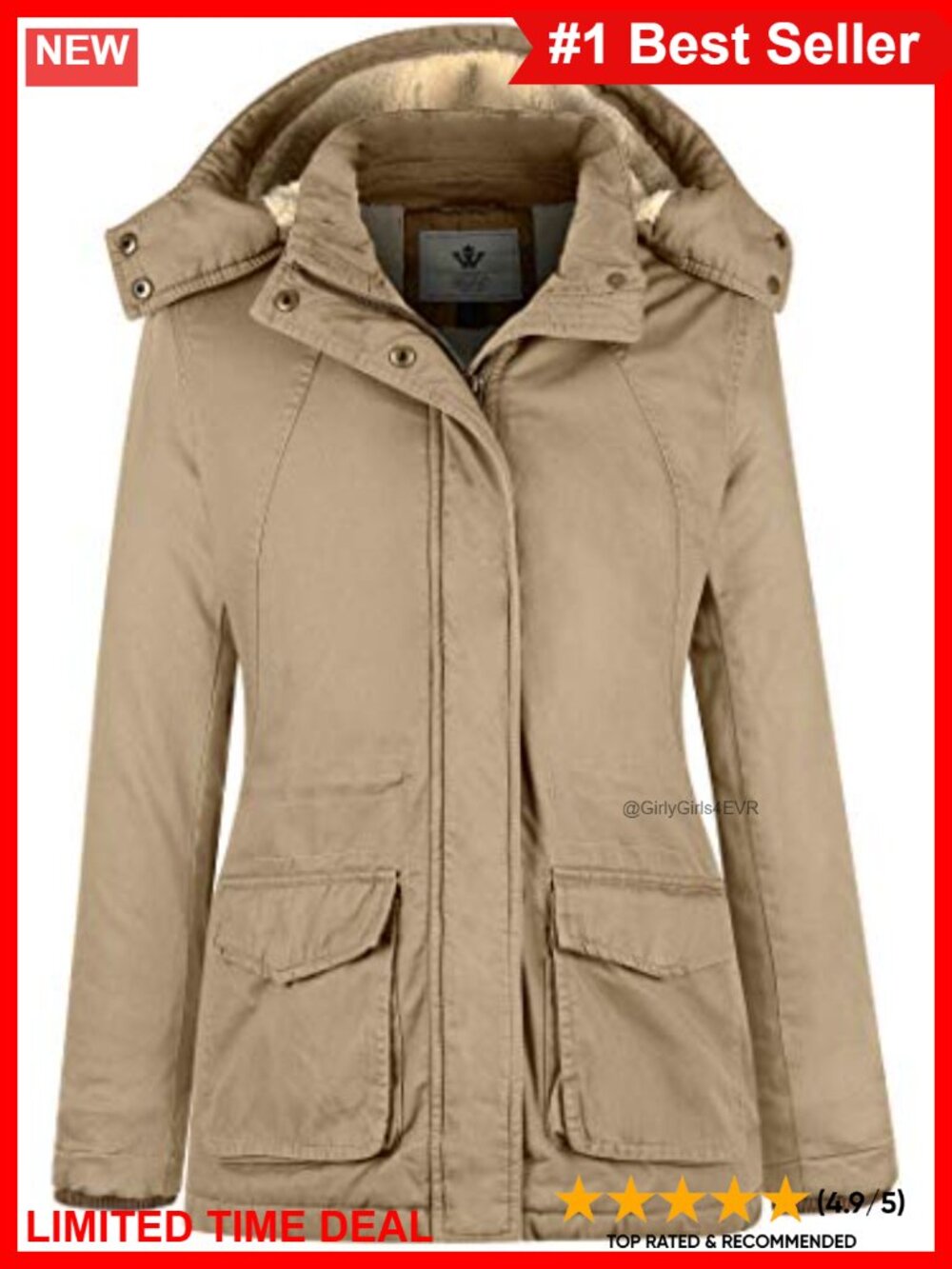 Sherpa Lined Hooded Parka Winter Coat Heavy Warm Jacket